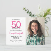 50 en Fabulous 50th Birthday Party Kaart (Staand voorkant)