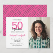 50 en Fabulous 50th Birthday Party Kaart (Voorkant / Achterkant)