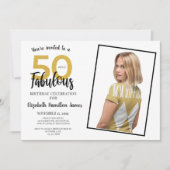 50 en Fabulous 50th Birthday Party Kaart (Voorkant)