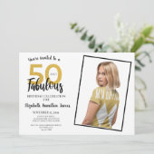 50 en Fabulous 50th Birthday Party Kaart (Staand voorkant)