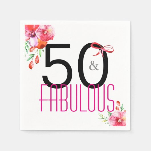 50 en Fabulous 50th Birthday Party Napkins Servet (Voorkant)