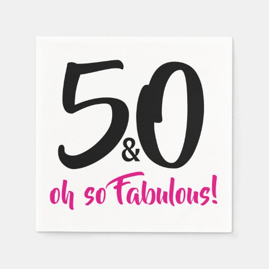 50 en Fabulous 50th Birthday Party Paper Napkins Servetten (Voorkant)