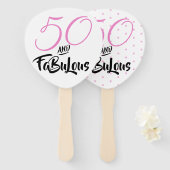 50 en Fabulous 50th Birthday Party Polka Dots Handwaaier (Voorkant en achterkant)