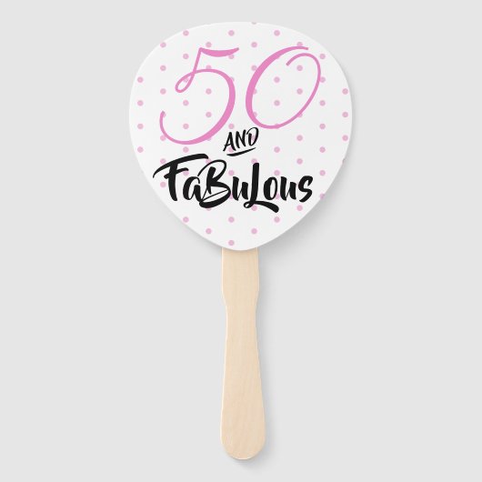50 en Fabulous 50th Birthday Party Polka Dots Handwaaier (Achterkant)