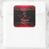 50 en Fabulous 50th Birthday Party Red Roses Vierkante Sticker (Tas)