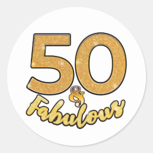 50 en Fabulous 50th Birthday Party Ronde Sticker