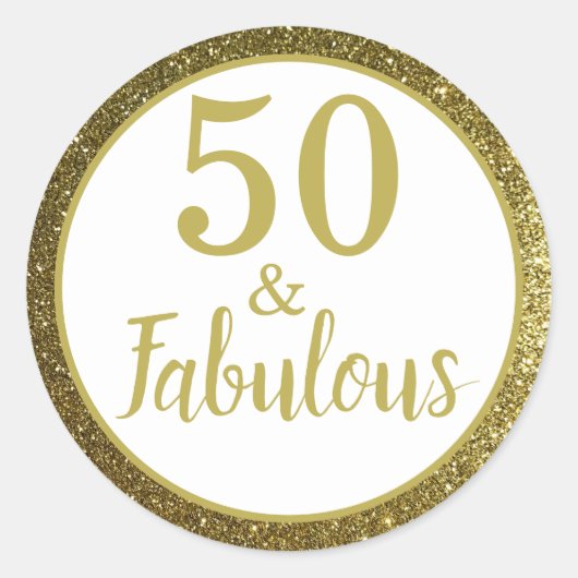 50 en Fabulous 50th Birthday Party Ronde Sticker (Voorkant)