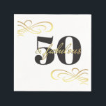 50 en Fabulous 50th Birthday Party Servet<br><div class="desc">Viel je speciale 50ste verjaardagsfeestje met dit schattige,  elegante en moderne design in gouden vormgeving en zwarte typografie. Wauw je gasten met dit 50 en geweldige design</div>