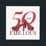 50 en Fabulous 50th Birthday Party Servet<br><div class="desc">Met dit 50-jarige verjaardagsfeest en een geweldig verjaardagsontwerp. Het ontwerp is voorzien van hot-red- en zwarte typografie en een paar rode schoenen voor nog meer plezier en stijl</div>