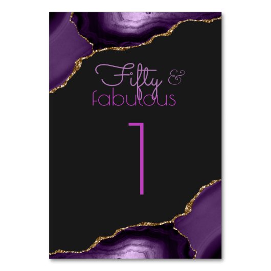 50 en Fabulous 50th Birthday Party Table Number Kaart (Achterkant)