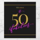 50 en Fabulous 50th Birthday Party Wijn Etiket (Enkel label)