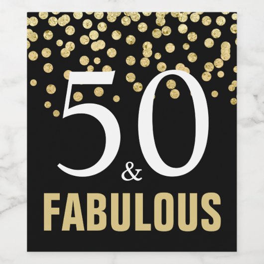 50 en Fabulous 50th Birthday Party Wijn Etiket (Enkel label)