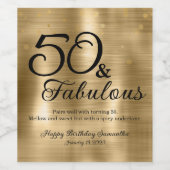 50 en Fabulous 50th Birthday Party Wine Label Wijn Etiket (Enkel label)