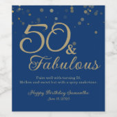 50 en Fabulous 50th Birthday Party Wine Label Wijn Etiket (Enkel label)