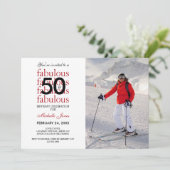 50 en Fabulous 50th Birthday Photo Invitation Kaart (Staand voorkant)