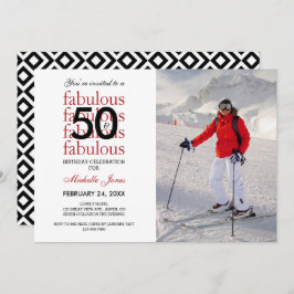50 en Fabulous 50th Birthday Photo Invitation Kaart