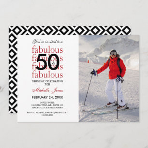 50 en Fabulous 50th Birthday Photo Invitation Kaart