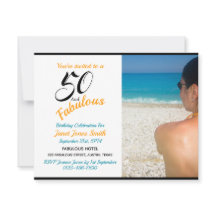 50 en Fabulous 50th Birthday Photo Invitation