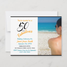 50 en Fabulous 50th Birthday Photo Invitation Kaart