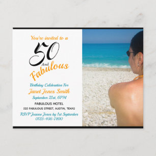 50 en Fabulous 50th Birthday Photo Invitation Kaart
