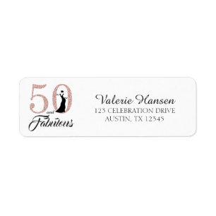 50 en Fabulous 50th Birthday Return Address Label