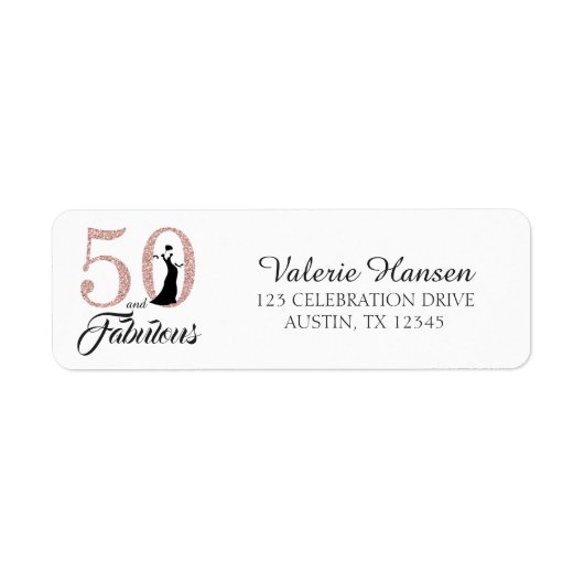 50 en Fabulous 50th Birthday Return Address Label (Voorkant)