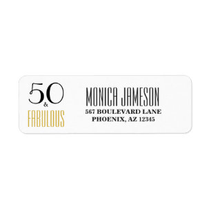 50 en Fabulous 50th Birthday Return Address Label