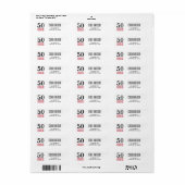 50 en Fabulous 50th Birthday Return Address Label (Full Sheet)