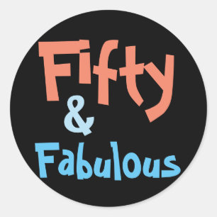 50 en Fabulous 50th Birthday Ronde Sticker