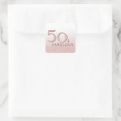 50 en Fabulous 50th Birthday Roos Gold Glitter Vierkante Sticker (Tas)