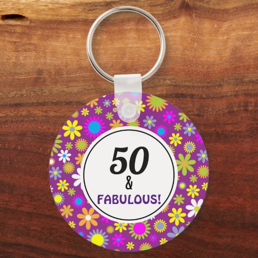 50 en Fabulous 50th Birthday Sleutelhanger (Achterkant)