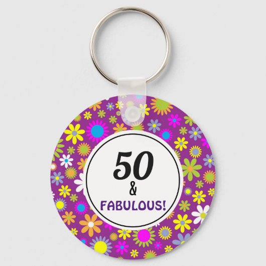 50 en Fabulous 50th Birthday Sleutelhanger (Achterkant)