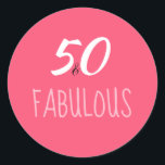 50- en Fabulous 50th Birthday Sticker<br><div class="desc">Deze vette heldere "50 en Fabulous" 50th Birthday Sticker is een groot detail op de achterkant van een uitnodiging envelop als zegel. De tekst en de achtergrondkleuren kunnen in de redacteur worden gewijzigd.</div>
