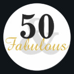 50 en Fabulous 50th Birthday Stickers<br><div class="desc">Vier je 50ste verjaardag met deze leuke 50 en fantastische stickers. Perfect voor het afdichten van de bijpassende enveloppen. De woorden 50 & Fabulous in zwart en goud.</div>