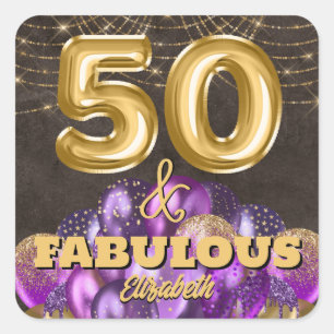 50 en Fabulous 50th Birthday Vierkante Sticker