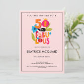 50 en Fabulous 50th Birthday Whimsical Lettering Kaart (Staand voorkant)