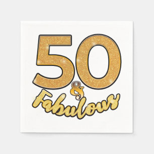 50 en Fabulous 50th Gold Effect Birthday Party Servet