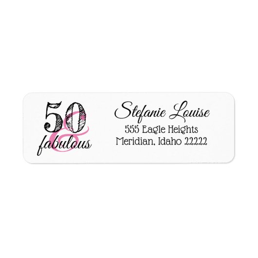 50 en Fabulous 50th Return Address Label (Voorkant)