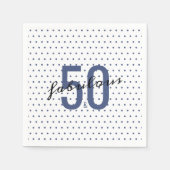 50 en Fabulous 50th Verjaardag Blauw Dotty Patroon Servet (Voorkant)