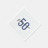 50 en Fabulous 50th Verjaardag Blauw Dotty Patroon Servet (Hoek)
