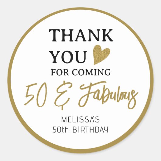50 En Fabulous 50th Verjaardag Dank u Favorieten Ronde Sticker (Voorkant)