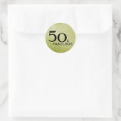 50 en Fabulous 50th Verjaardag Goud Zwart Glitter Ronde Sticker (Tas)