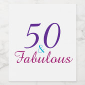 50 en Fabulous 50th Verjaardag Kleurrijk Wijn Etiket (Enkel label)