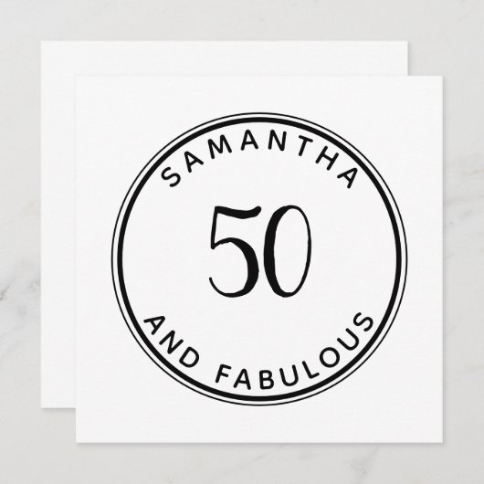 50 En Fabulous 50th Verjaardag Modern Minimaal Kaart (Voorkant / Achterkant)