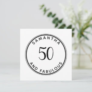 50 En Fabulous 50th Verjaardag Modern Minimaal Kaart