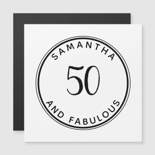 50 En Fabulous 50th Verjaardag Modern Minimaal Magnetische Uitnodiging (Voorkant / Achterkant)