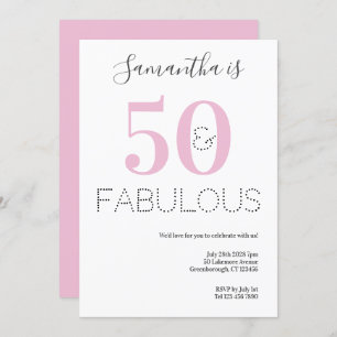 50 en Fabulous 50th Verjaardag Roze Partij Kaart