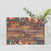 50 en Fabulous 50th Verjaardag Rustieke Lichten Kaart (Staand voorkant)