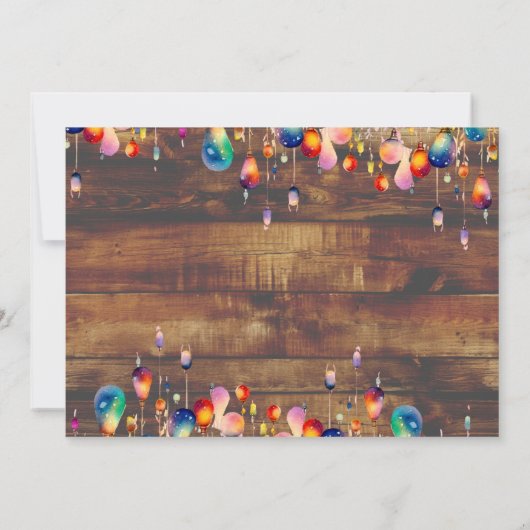 50 en Fabulous 50th Verjaardag Rustieke Lichten Kaart (Achterkant)