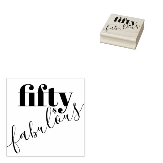 50 en Fabulous 50th Verjaardag Tekst Rubberstempel (Gestempeld)